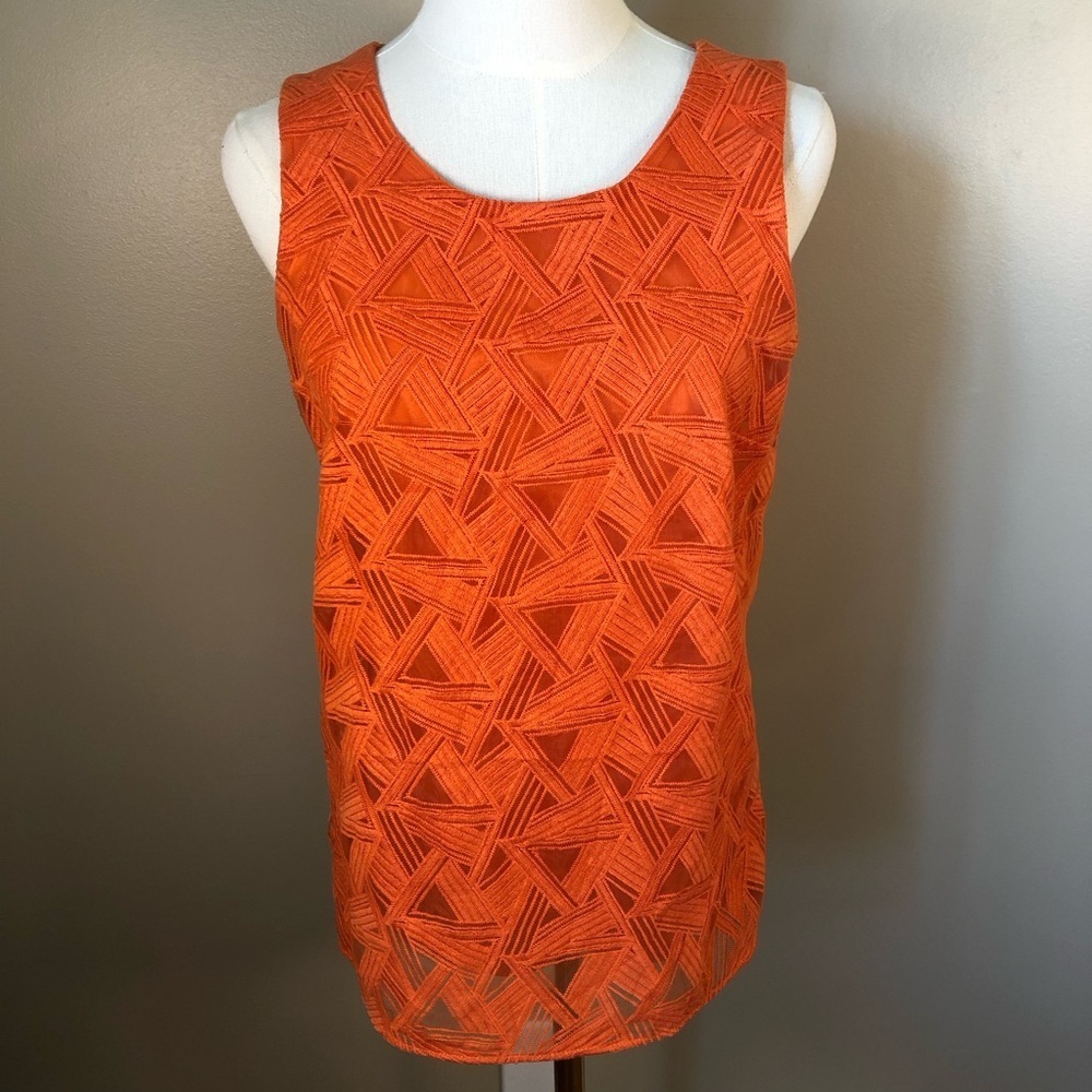 NWT Calvin Klein Orange Geometric Tank Top Size XS